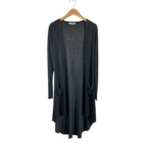Joah Brown Soleil Ribbed Cardigan Duster Sweater Gray O/S Casual Minimalist Cozy